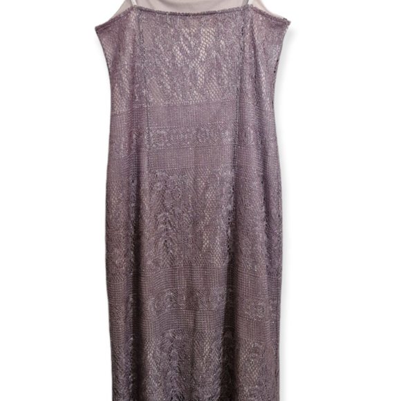 Vintage Y2k Dorothy Perkins Purple Silver Crochet Knit Slip Dress Size 12 Barbie - Picture 6 of 9